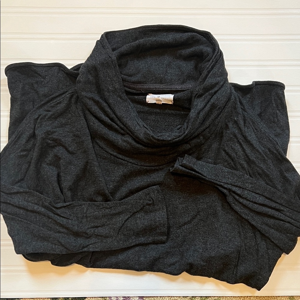 Lou & Grey Dark Grey Wide Cowl Neck Top